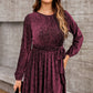 Round Neck Tie Front Long Sleeve Dress