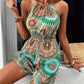 Printed Grecian Neck Romper