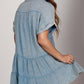 Tiered Notched Short Sleeve Dres