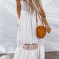 Buttoned Spliced Lace Spaghetti Strap Maxi Dress