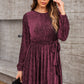 Round Neck Tie Front Long Sleeve Dress