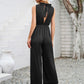 Cutout Tied Wide Leg Sleeveless Jumpsuit