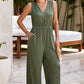 Surplice Wide Strap Jumpsuit with Pockets