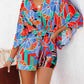 Tied Printed Kimono Sleeve Romper