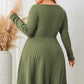 Plus Size Sweetheart Neck Long Sleeve Ribbed Dress