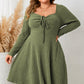 Plus Size Sweetheart Neck Long Sleeve Ribbed Dress