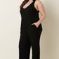 Mittoshop Rib Knit V-Neck Cross Back Jumpsuit