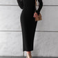 V-Neck Long Sleeve Ribbed Sweater Dress