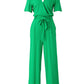 Tied Surplice Wide Leg Jumpsuit