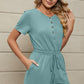 Drawstring Half Button Short Sleeve Romper