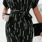 Tied Printed Mock Neck Wide Leg Jumpsuit