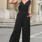 Surplice Wide Strap Jumpsuit with Pockets