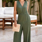 Surplice Wide Strap Jumpsuit with Pockets