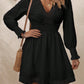 Lace Detail V-Neck Long Sleeve Dress