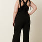 Mittoshop Rib Knit V-Neck Cross Back Jumpsuit