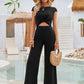 Twisted Round Neck Cap Sleeve Jumpsuit