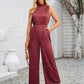 Cutout Tied Wide Leg Sleeveless Jumpsuit