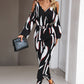 Printed Cold-Shoulder Surplice Neck Jumpsuit