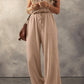 Waffle-Knit Drawstring Wide Strap Jumpsuit