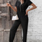 Zip-Up Short Sleeve Hooded Jumpsuit with Pockets