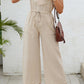 Drawstring Wide Strap Jumpsuit with Pockets