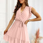 Full Size Ruffled Surplice Cap Sleeve Dress