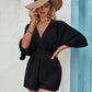 Cutout Surplice Half Sleeve Romper