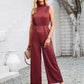 Cutout Tied Wide Leg Sleeveless Jumpsuit