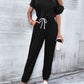 V-Neck Cold-Shoulder Jumpsuit with Pockets