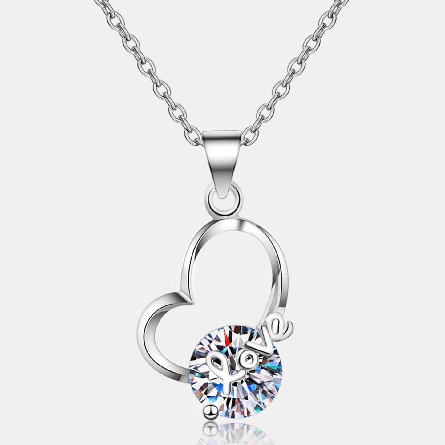 Gorgeous Love Heart Gem, 2 Carat Moissanite 925 Sterling Silver Necklace