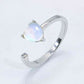 Inlaid Moonstone Heart Adjustable Open Ring