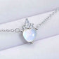 925 Sterling Silver Moonstone Heart Crown Pendant Necklace