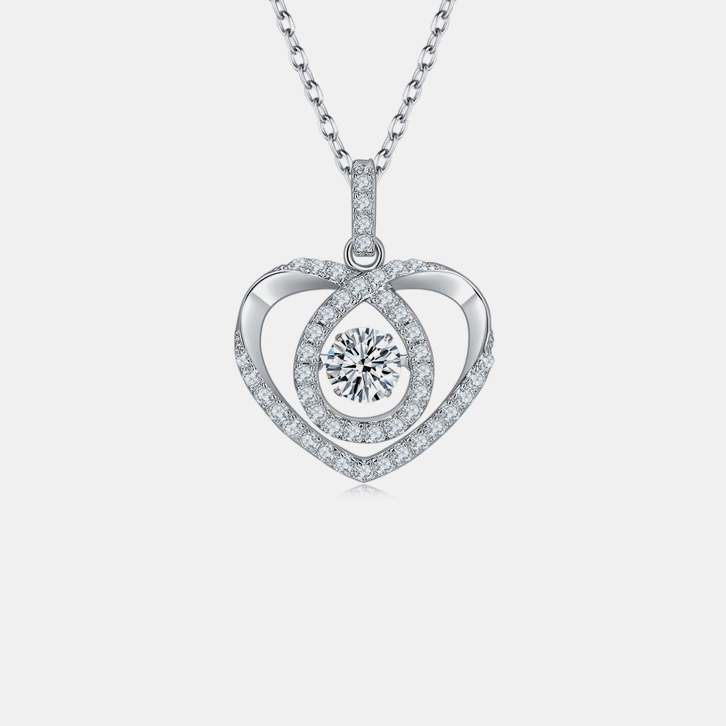 Heart & Teardrop Shape Moissanite 925 Sterling Silver Necklace