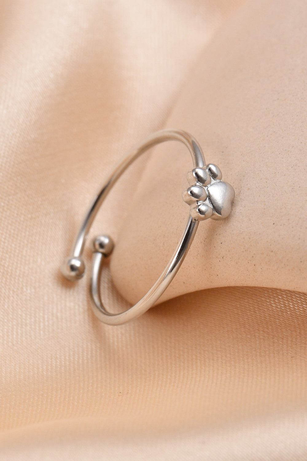 Cute Paw Stainless Steel Open Ring