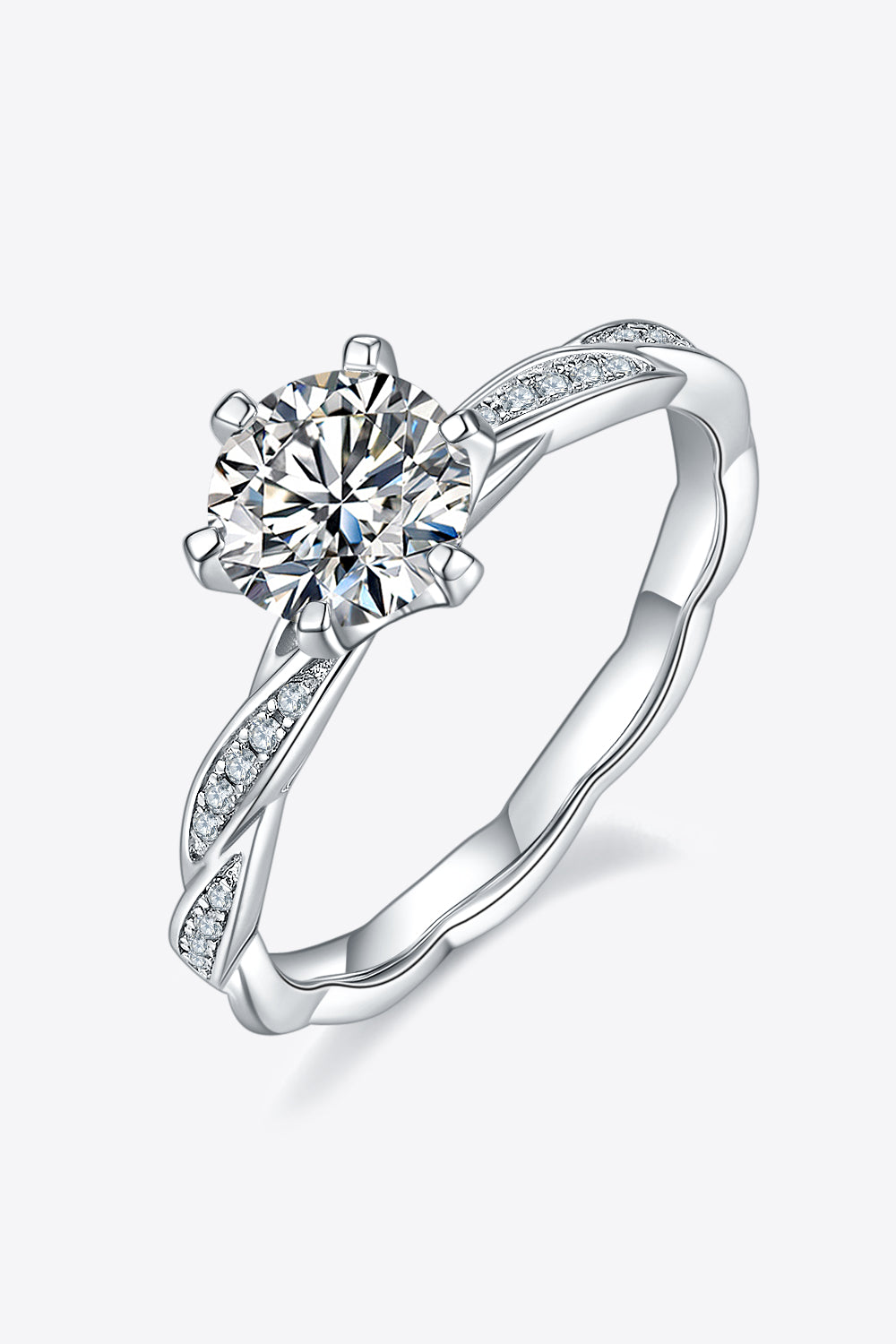 Twisted Band 1 Carat Moissanite 925 Sterling Silver Ring