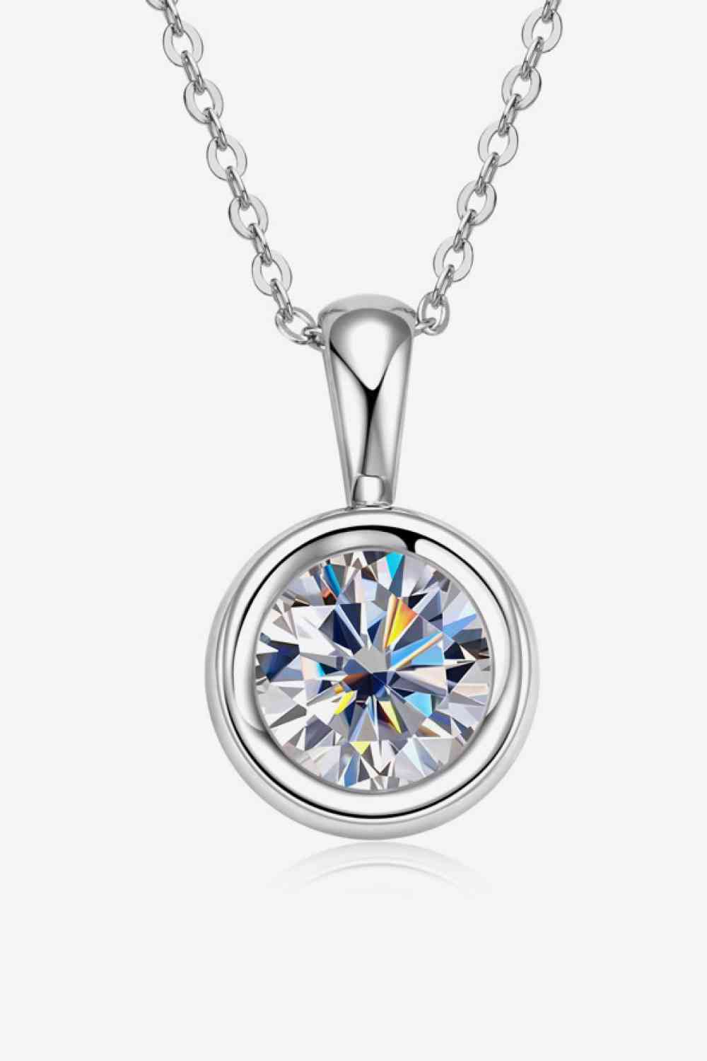 Circle Pendant 2 Carat Moissanite 925 Sterling Silver Necklace