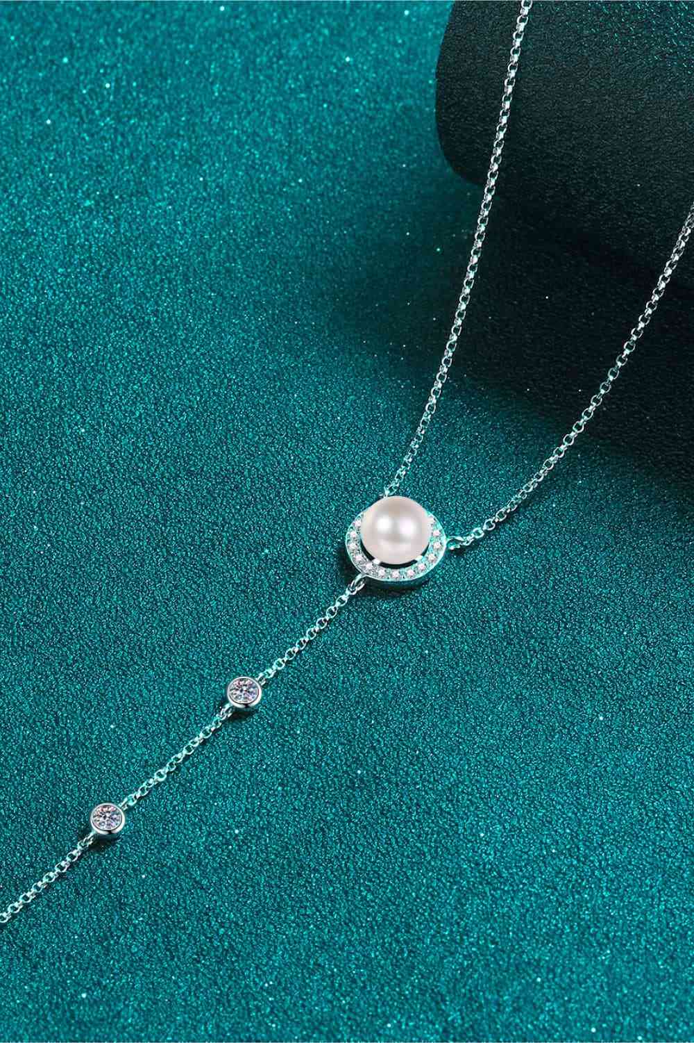 Freshwater Pearl Moissanite Rhodium-Plated Necklace