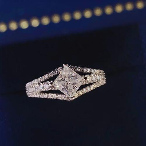 1 Carat Moissanite Diamond Shaped Gem 925 Sterling Silver Ring