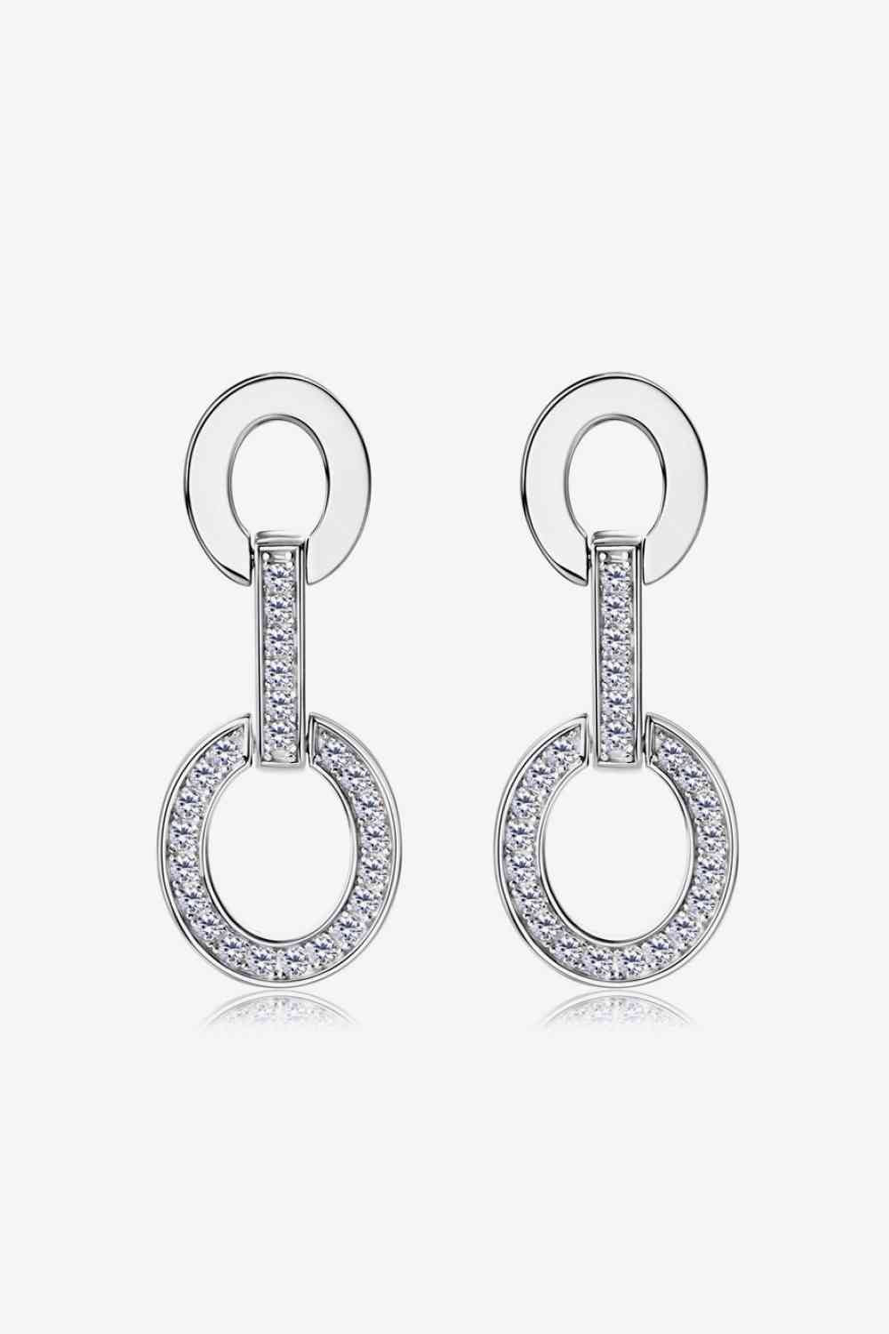 Chain Link Moissanite 925 Sterling Silver Earrings