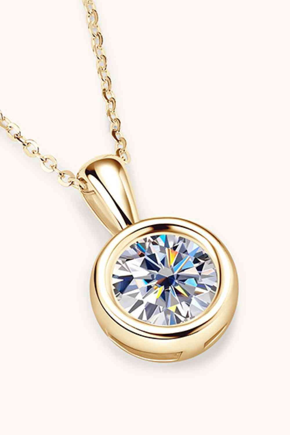 Circle Pendant 2 Carat Moissanite 925 Sterling Silver Necklace