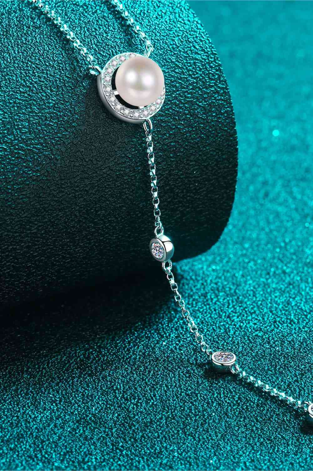 Freshwater Pearl Moissanite Rhodium-Plated Necklace