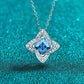 Blue Gem 1 Carat Moissanite Floral Pendant Necklace