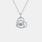 Tilted Double Heart & Moissanite Gem 925 Sterling Silver Necklace