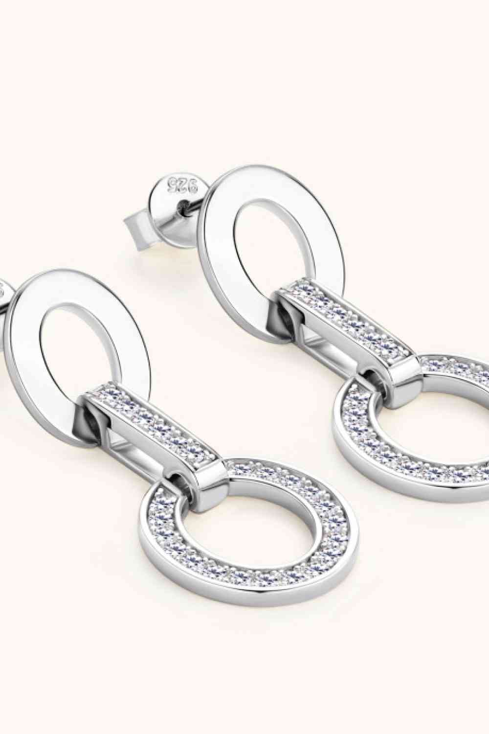 Chain Link Moissanite 925 Sterling Silver Earrings