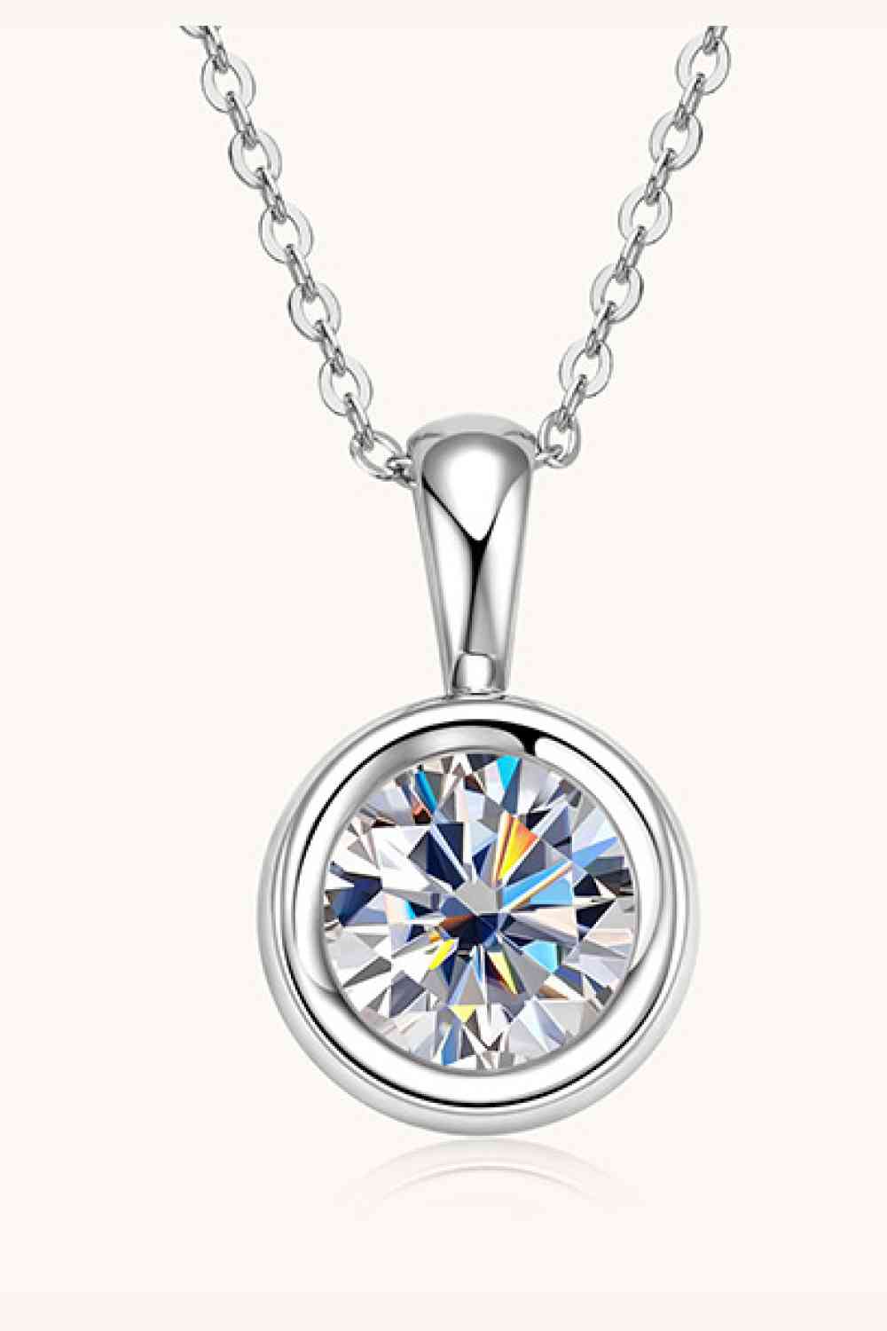 Circle Pendant 2 Carat Moissanite 925 Sterling Silver Necklace