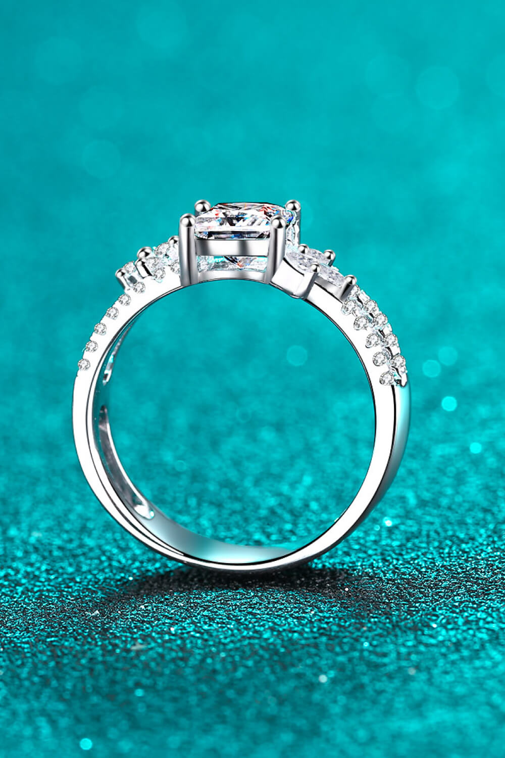 Moissanite Double Layered Ring in Silver