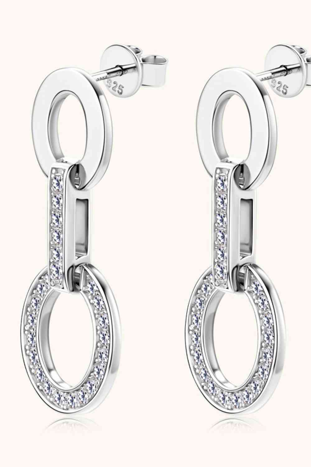 Chain Link Moissanite 925 Sterling Silver Earrings