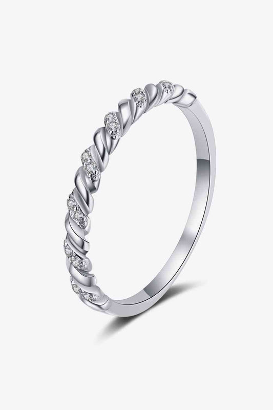 Twisted Moissanite Rhodium-Plated Half-Eternity Ring