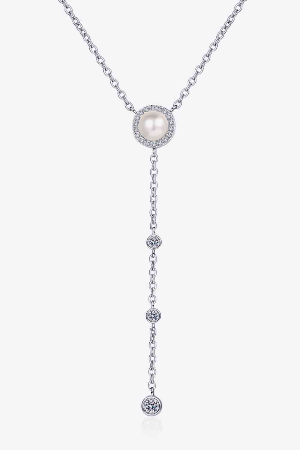 Freshwater Pearl Moissanite Rhodium-Plated Necklace