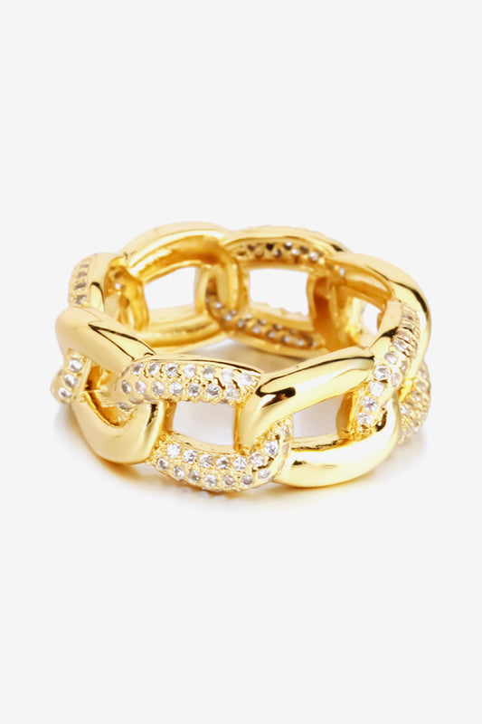 Chain Rhinestone 18K Gold Plated Ring
